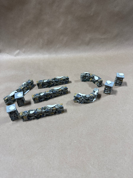 Christmas Village Colonial Stone Wall  — 10 Pieces // 2 Sets Available // *** PRICED INDIVIDUALLY ***