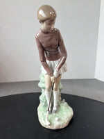 (B) Lladro Spain #4851 Woman Golfer Porcelain Figurine