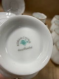 13 - Piece White And Gold Koran China Teacups Saucers And Sugar Dish