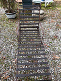 Brown Metal Outdoor Chaise Lounge w/Wheels and Cushion
