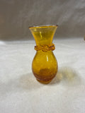 Amber Crackle Glass Hand Blown Bud Vase