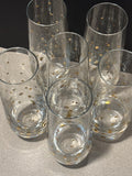 Set of Six Stemless Champagne Glasses with Gold Dots