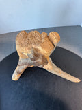 Artist Signed Hand Carved Grizzly Bear on Wooden Stump