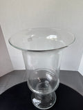 Large Clear Glass Pedestal Hurricane Vase