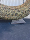 Large Faux Floral Wicker Woven Cornucopia on Stand