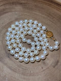 Pearl Necklace with 14K Gold Clasp (Letter J Engraved)