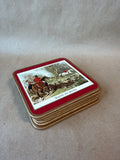 English Fox Hunting Cork Back Coasters - Set Of 6