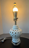 White Open Lace Ceramic Urn Lamp (WORKS)
