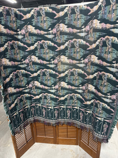 Golfing Tapestry Style Blanket READ DESCRIPTION