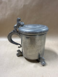 Pewter Drinking Mug With Lid - Lion Accent