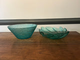 Teal Blue Glass Bowls, 2 pc