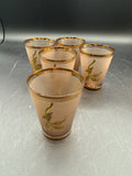 Bohemian Frosted Amber Decanter Set — 6 Pieces