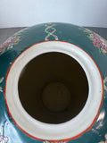 Teal Chinese Floral Bouquet Ginger Jar