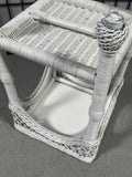 White Wicker Square Side Table