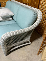 White Wicker Sofa with Cushions