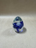 Clear And Cobalt Blue Glass Egg Paperweight