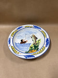 Italian Fish Catching Man Upside Down World Decorative Plate