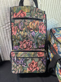 Rolling Tapestry Sewing Machine Trolley Bag with Hanging Accessory Bag
