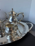 Fisher 5-Piece Sterling Silver Tea Set with Silver Plate Serving Tray