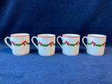 6 Piece Set of Neiman Marcus Christmas Garland Demitasse Espresso Cup & Saucers