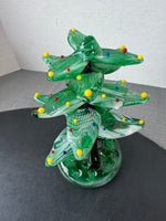 Signed J. Svoboda Karlov Czech Blown Art Glass Christmas Tree Sculpture