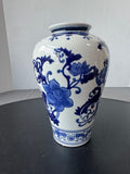 Blue & White Floral Chinoiserie Ceramic Vase