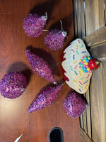 Jumbo Glittery Ornaments Lot (7)