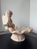 White Washed Terracotta Cherub Shell Bird Bath