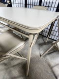 Cream Colored Folding Card Table with (4) Folding Chairs