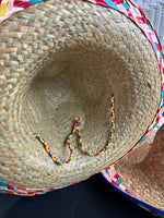 Trio of Blue Rimmed Straw Sombreros
