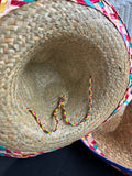 Trio of Blue Rimmed Straw Sombreros