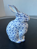 Andrea by Sadek Porcelain Blue Fishnet Bunny Rabbit Figurine