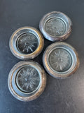4-Piece Frank M. Whiting Pressed Glass & Sterling Silver Coasters