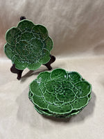 (B) Set Of 4 Dark Green Belo Faience Green Salad Plates