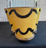 Yellow & Black Crackled Tole Style Oblong Planter