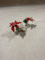 Bovano Of Chesire Red Poinsettias Vitreous Enamel On Copper Candle Bobeche Ring // 2 Available // *** Priced Individually ****