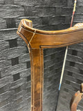 Trouvailles Furniture Co. Inc. Carved Arm Chair with Blue Leather Seat