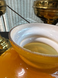Pair Of Brass Kerosene Lamps With Honey Amber Glass Shade ** READ DESCRIPTION CAREFULLY**