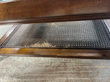 Square Coffee Table with Glass and Cane