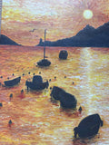European Sunset Original Painting by Local Artist, Ginger Olensen; Signed