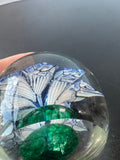 Blue Floral Art Glass Paperweight