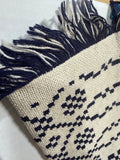 Blue And White Needlepoint Stockings With Fringe - Pair
