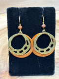 Copper Enamel & Brass Tone Earrings