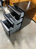 C- Black Metal 3 Drawer Cabinet, No key, 2 Available, PRICED INDIVIDUALLY, $45