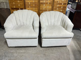 Pair of Barrel Chairs, Swivel and Rock, Cream/Off White Color Tone