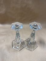 Pair Of Heisey Style Glass Candle Stick Holders // 2 Sets Available // *** PRICED INDIVIDUALLY ***