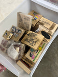 100+ Rubber Stamps in Sterilite 3 Drawer Plastic Rolling Storage Bin (B)