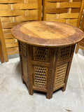 Indonesian Style Carved Round Side Table