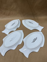 Set Of 4 Williams Sonoma White Porcelain Fish Appetizer Plates // 2 Sets Available // *** PRICED INDIVIDUALLY ***