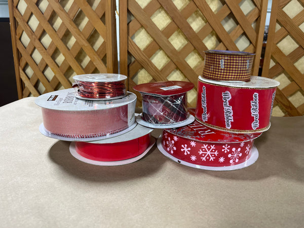 I- Red Tone Ribbon Lot, 7 rolls